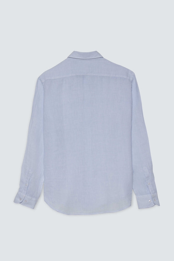 camisa de lino básica azul polvo
