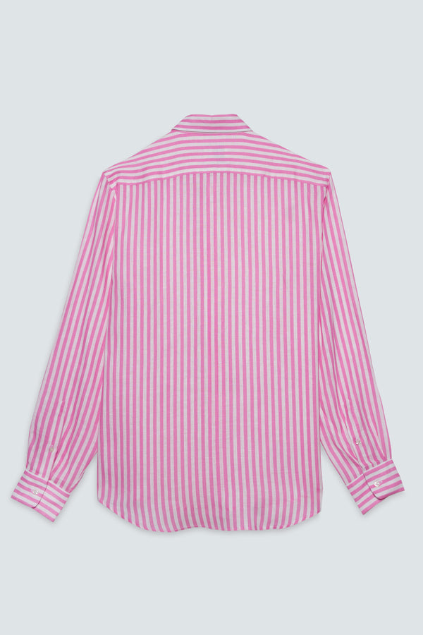 camisa de lino rayas rosa