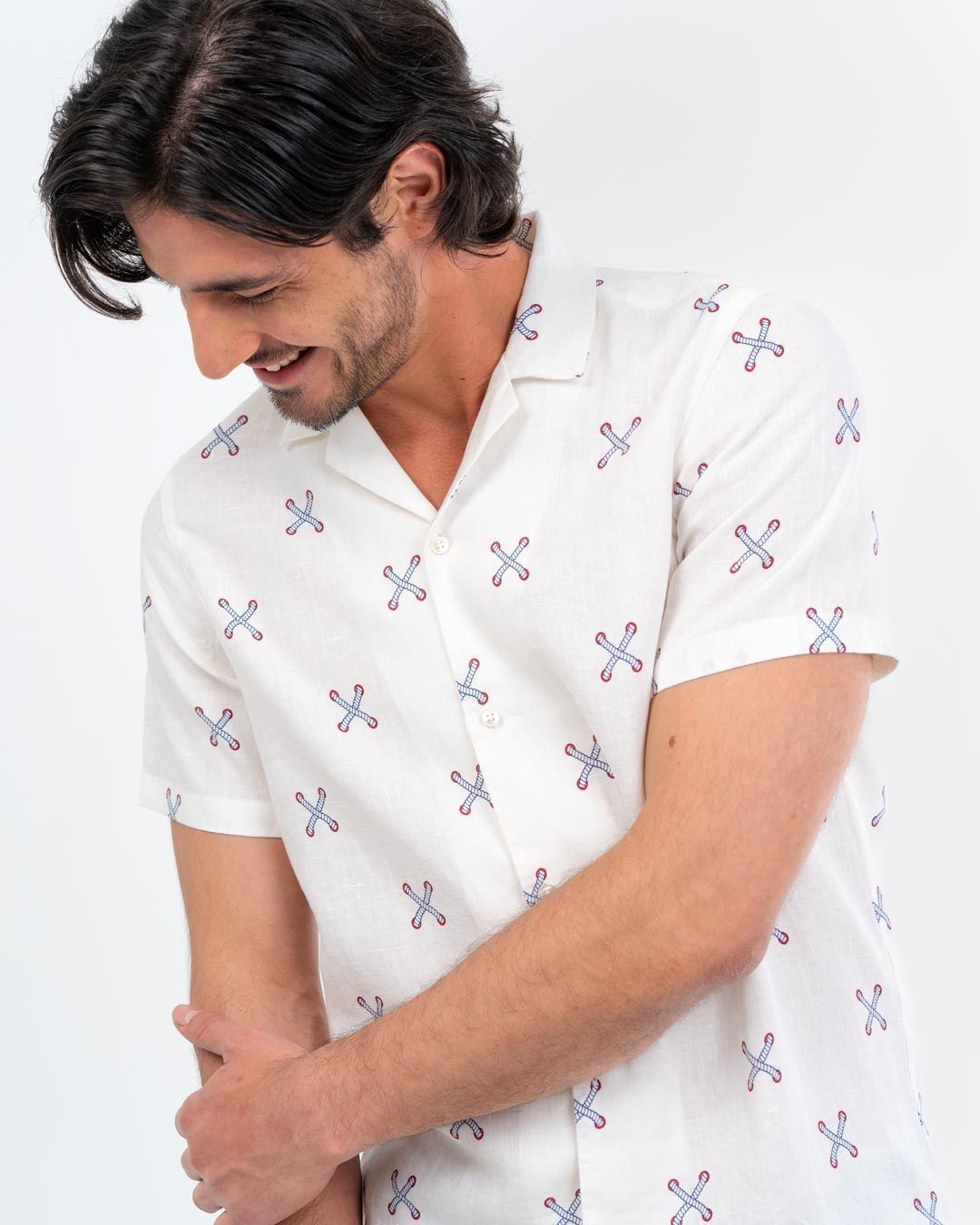 Camisa de lino mc con tirantes anchos color blanco