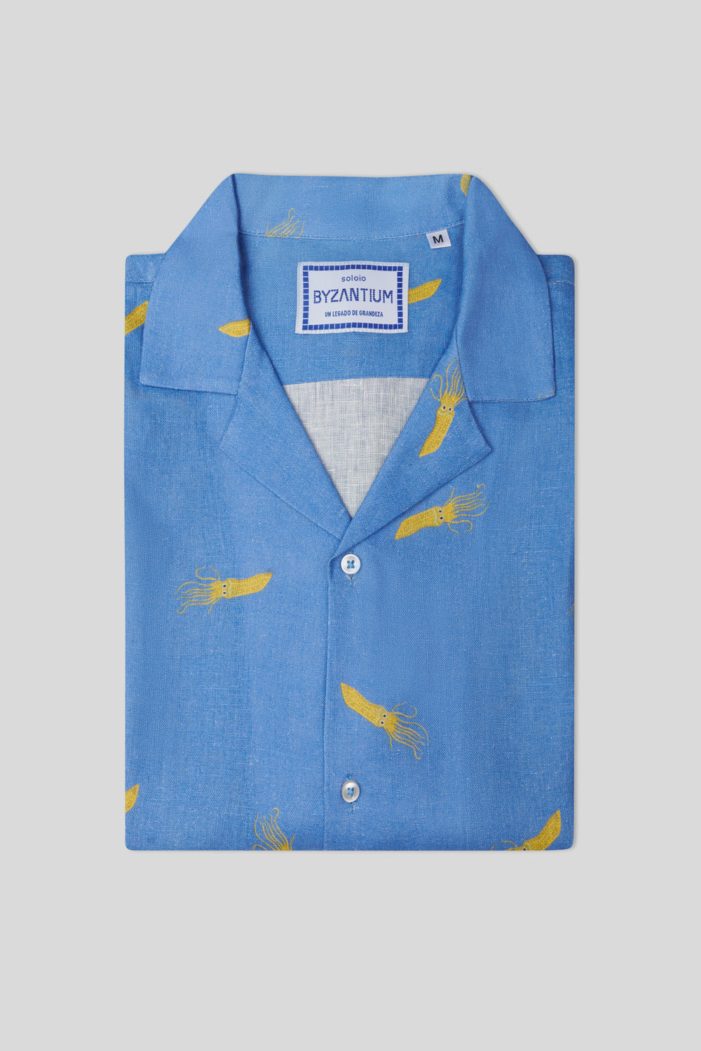 camisa de lino acqua azul