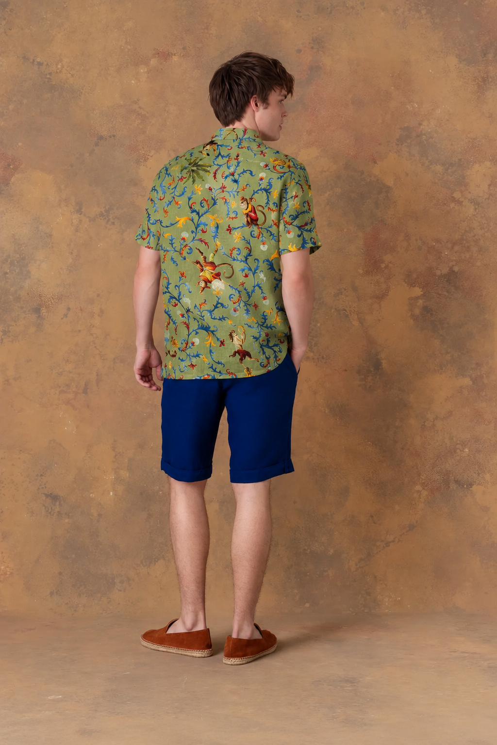 Men's shirt linen bowling delphos green