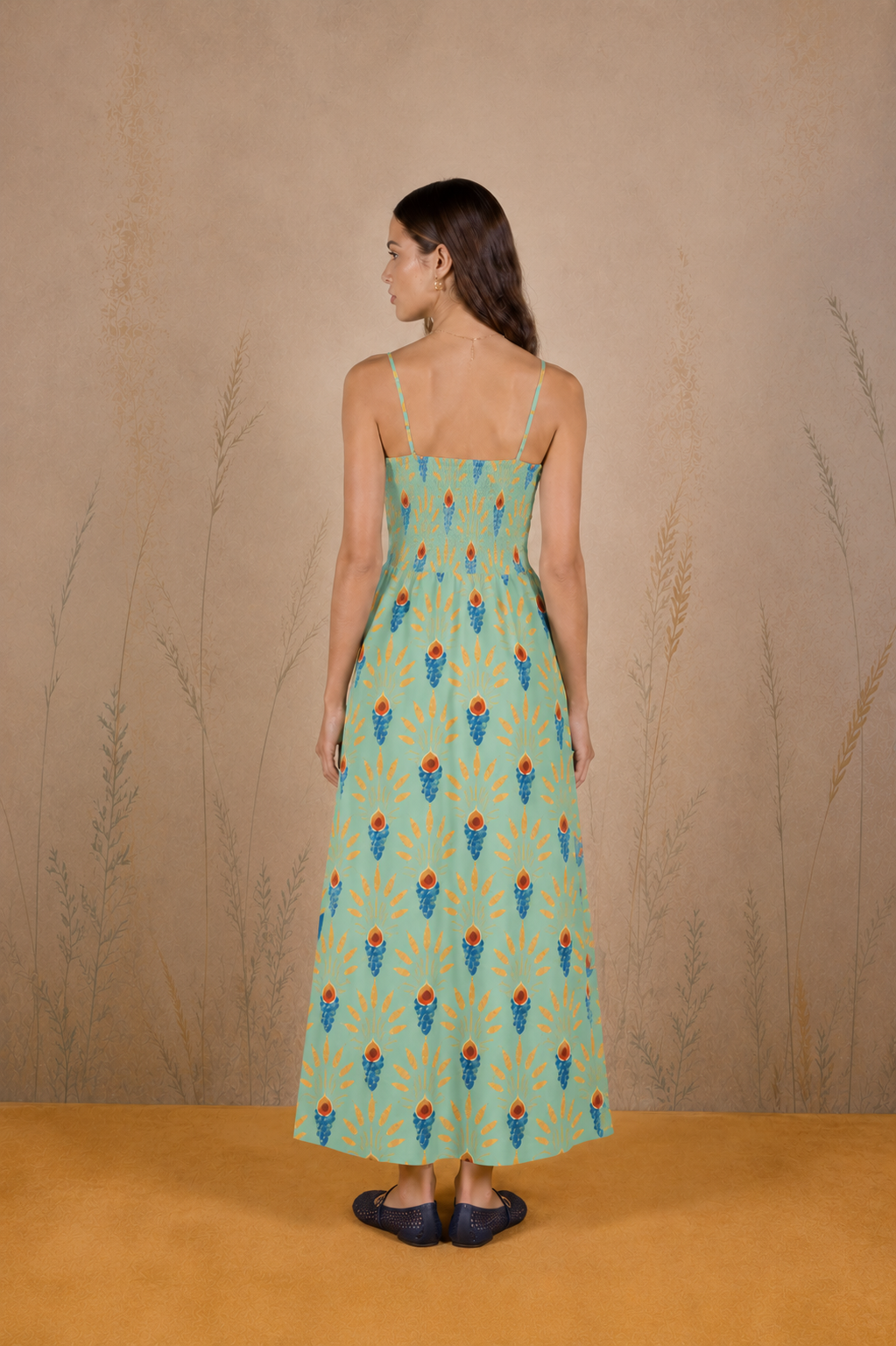 Women's Venustas long linen dress green