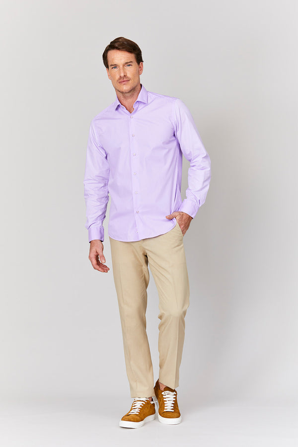 basic lilac cotton muslin shirt