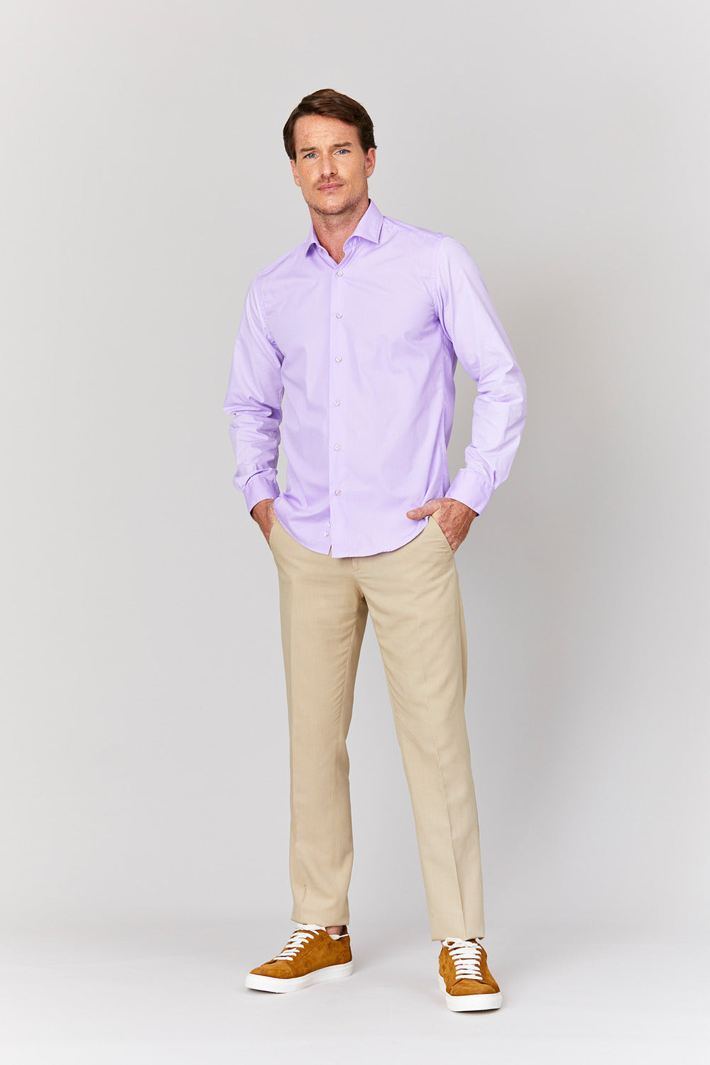 basic lilac cotton muslin shirt - soloio