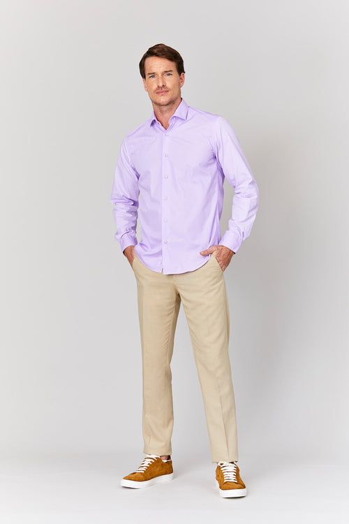camisa básica de algodón mussola lila
