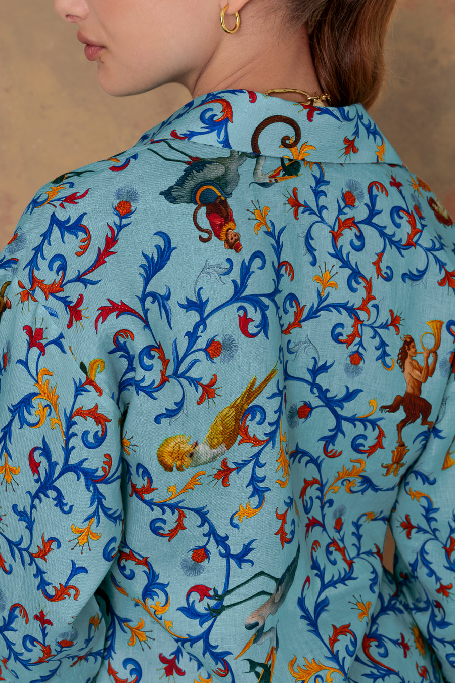 women's shirt linen delphos turquoise