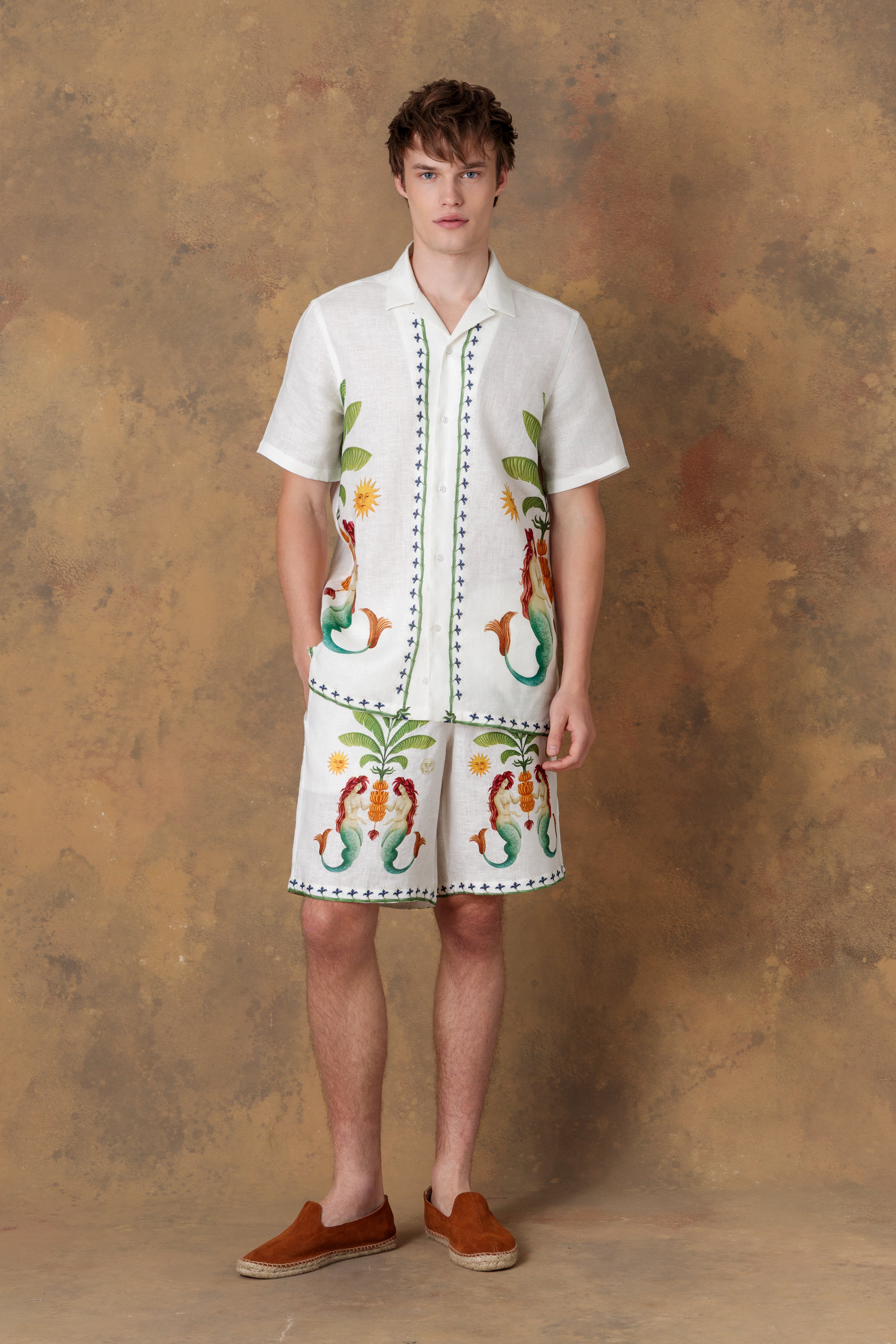 Men's linen bermuda white amanzi