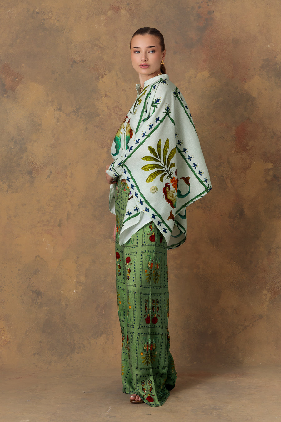 Women's pants linen dionisio green