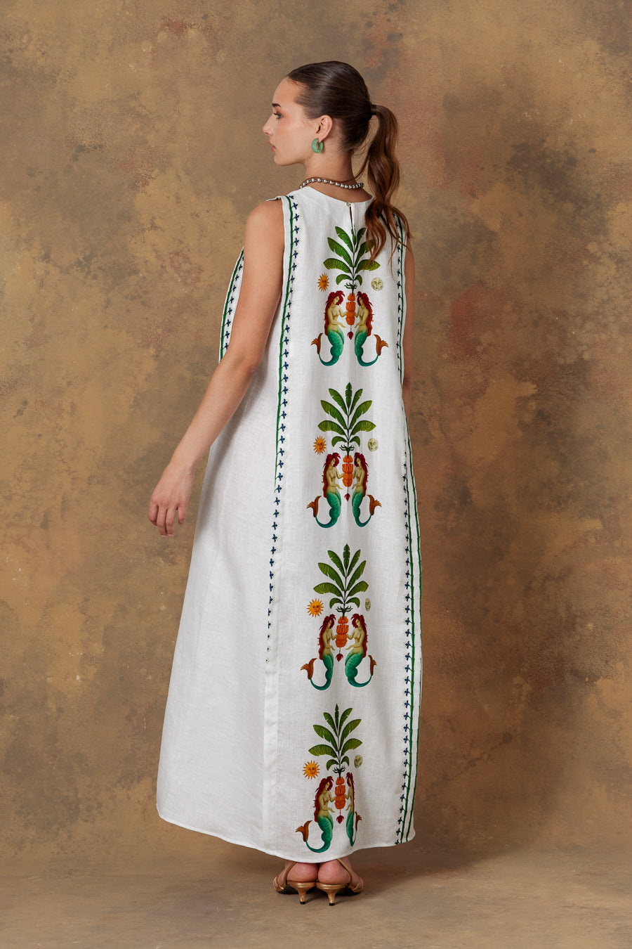 Women's dress linen amanzi white