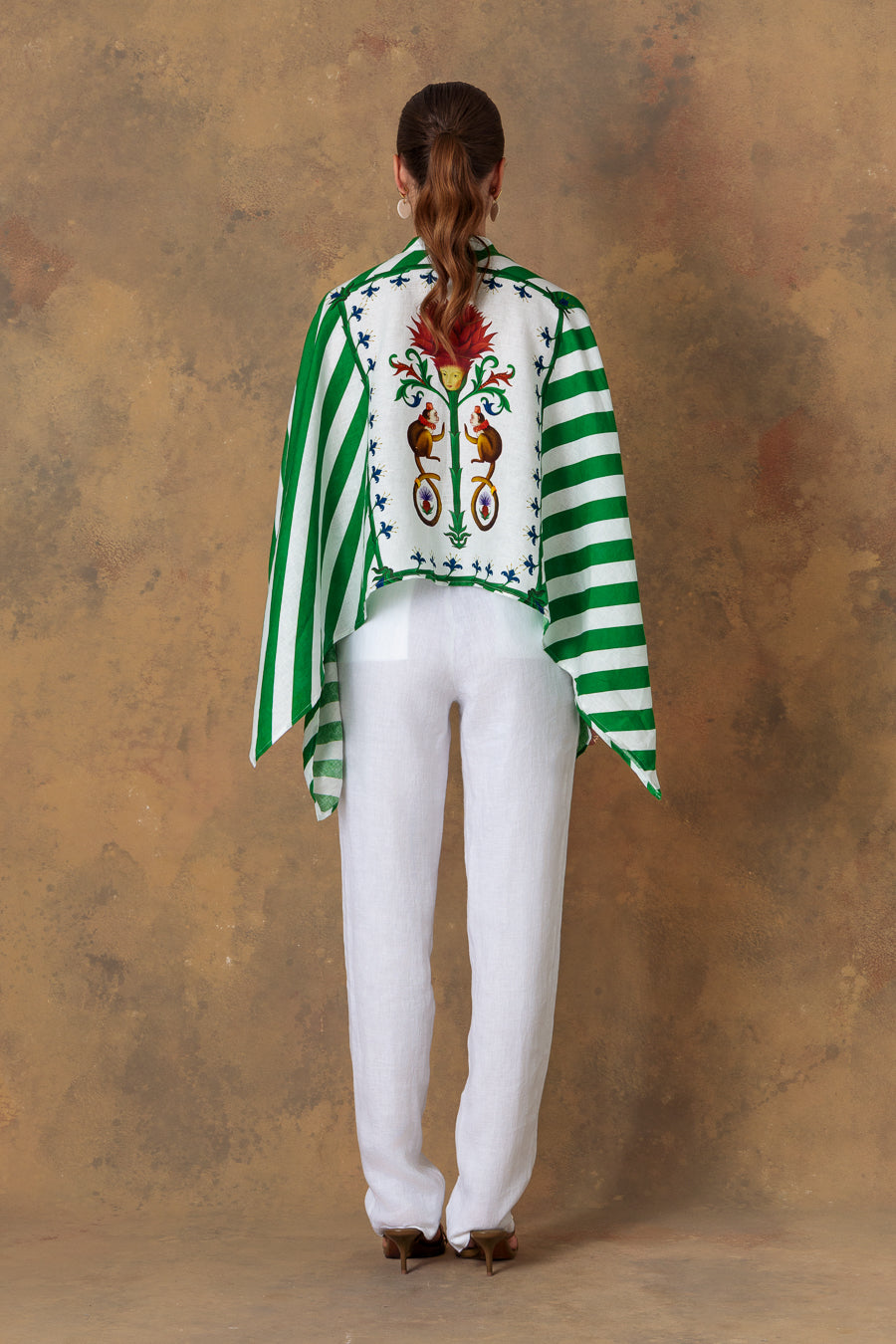 Blusa de lino rayas verdes para mujer spina