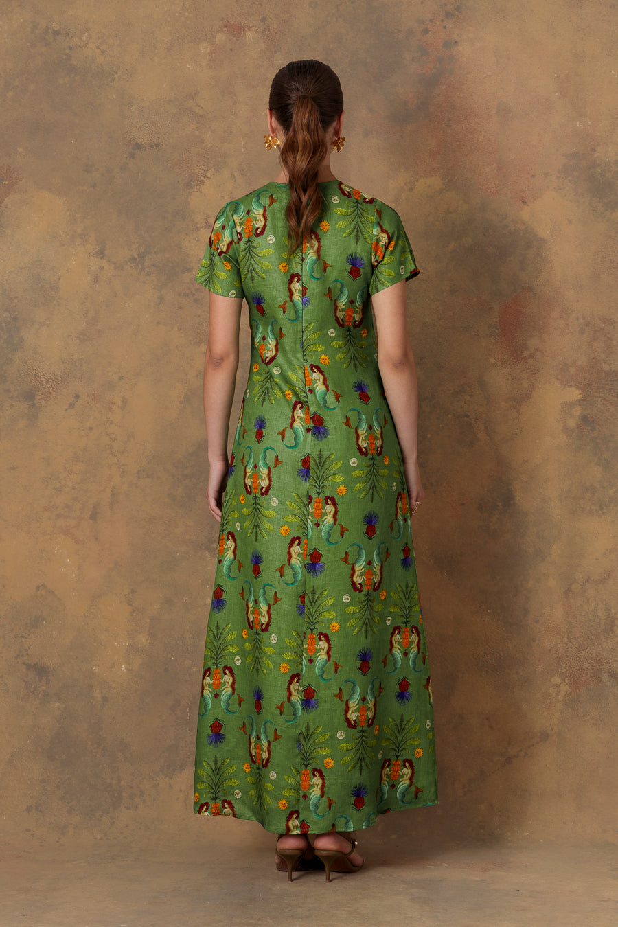 Vestido de lino turquesa para mujer marea