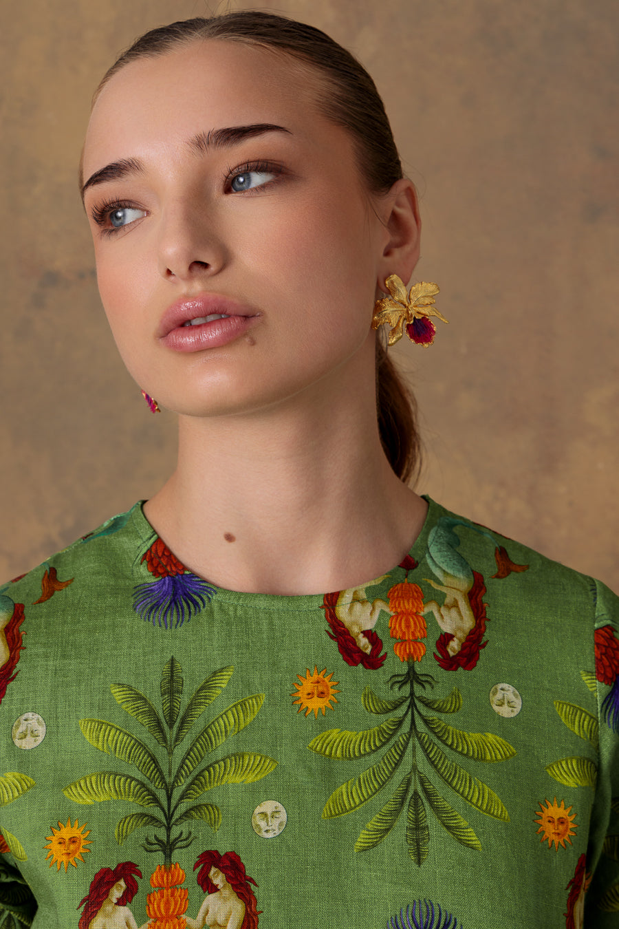 Vestido de lino turquesa para mujer marea