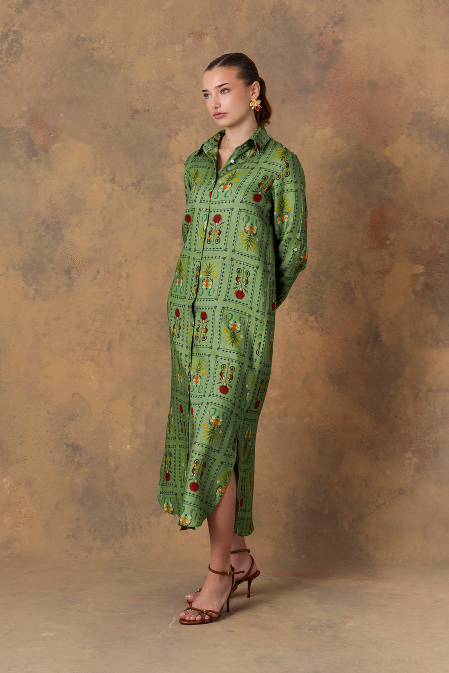 Women's dress linen dionisio green