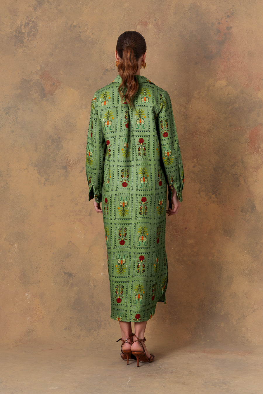 Women's dress linen dionisio green