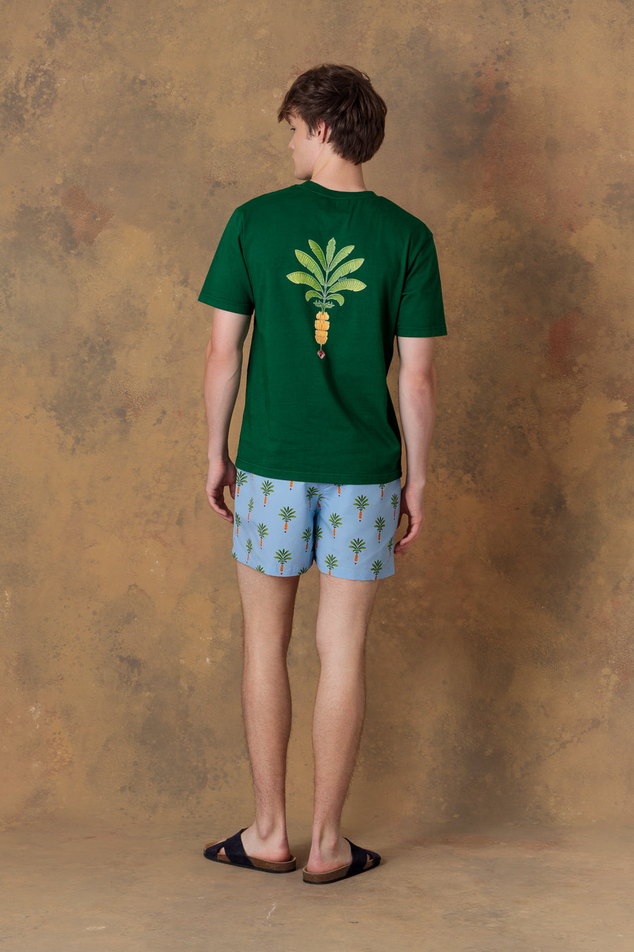 Camiseta de algodón orfeo verde para hombre