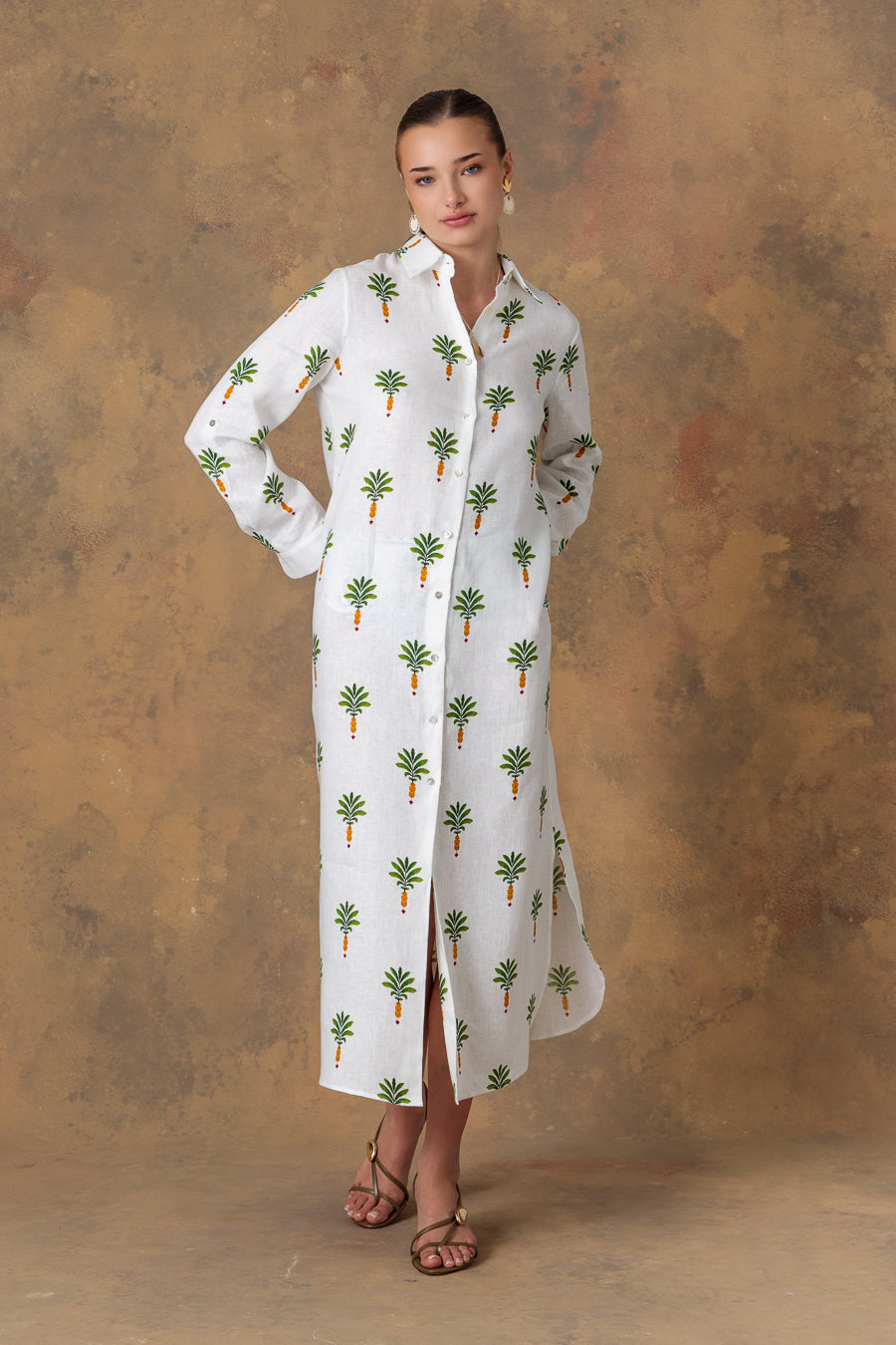 Women's dress linen orfeo white