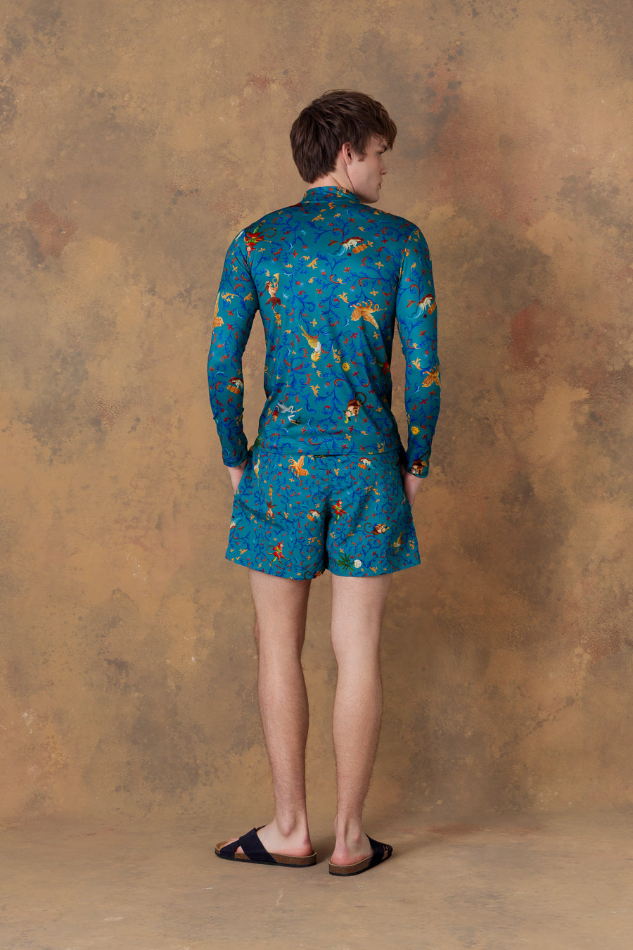 Camisa de playa para hombre delphos petróleo