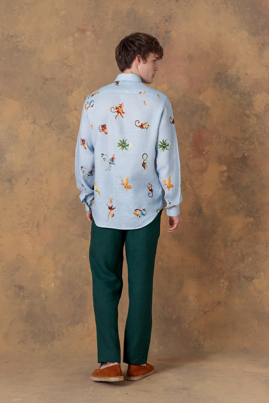 men’s linen shirt panteon light blue
