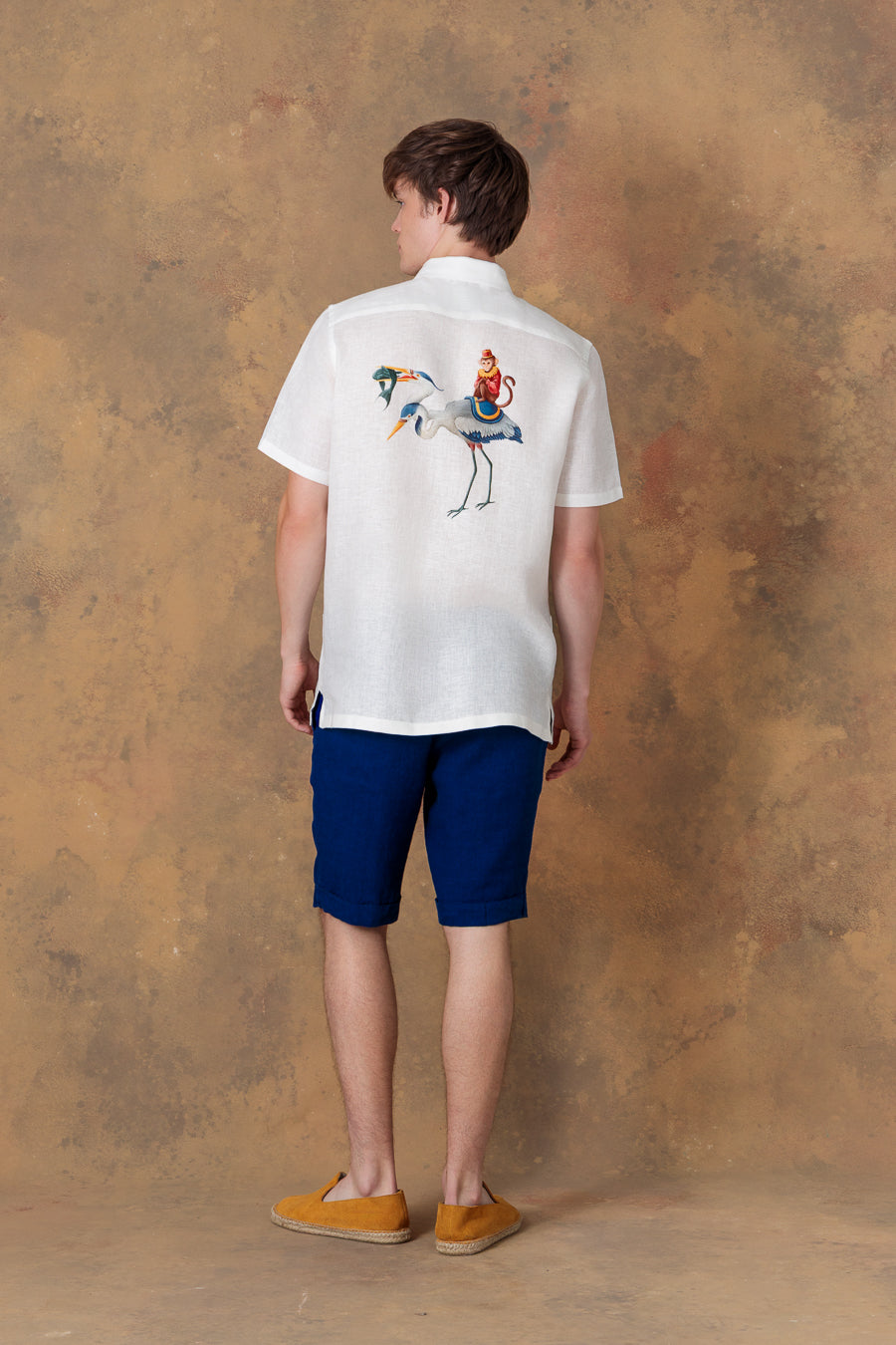 camisa de lino para hombre bowling teodor blanca