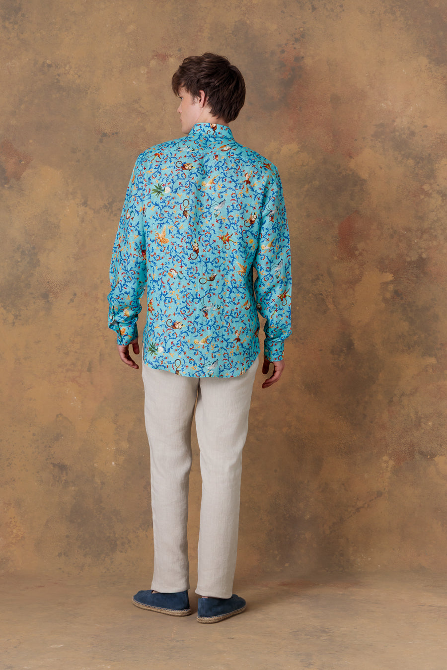 men's shirt linen delphos turquoise
