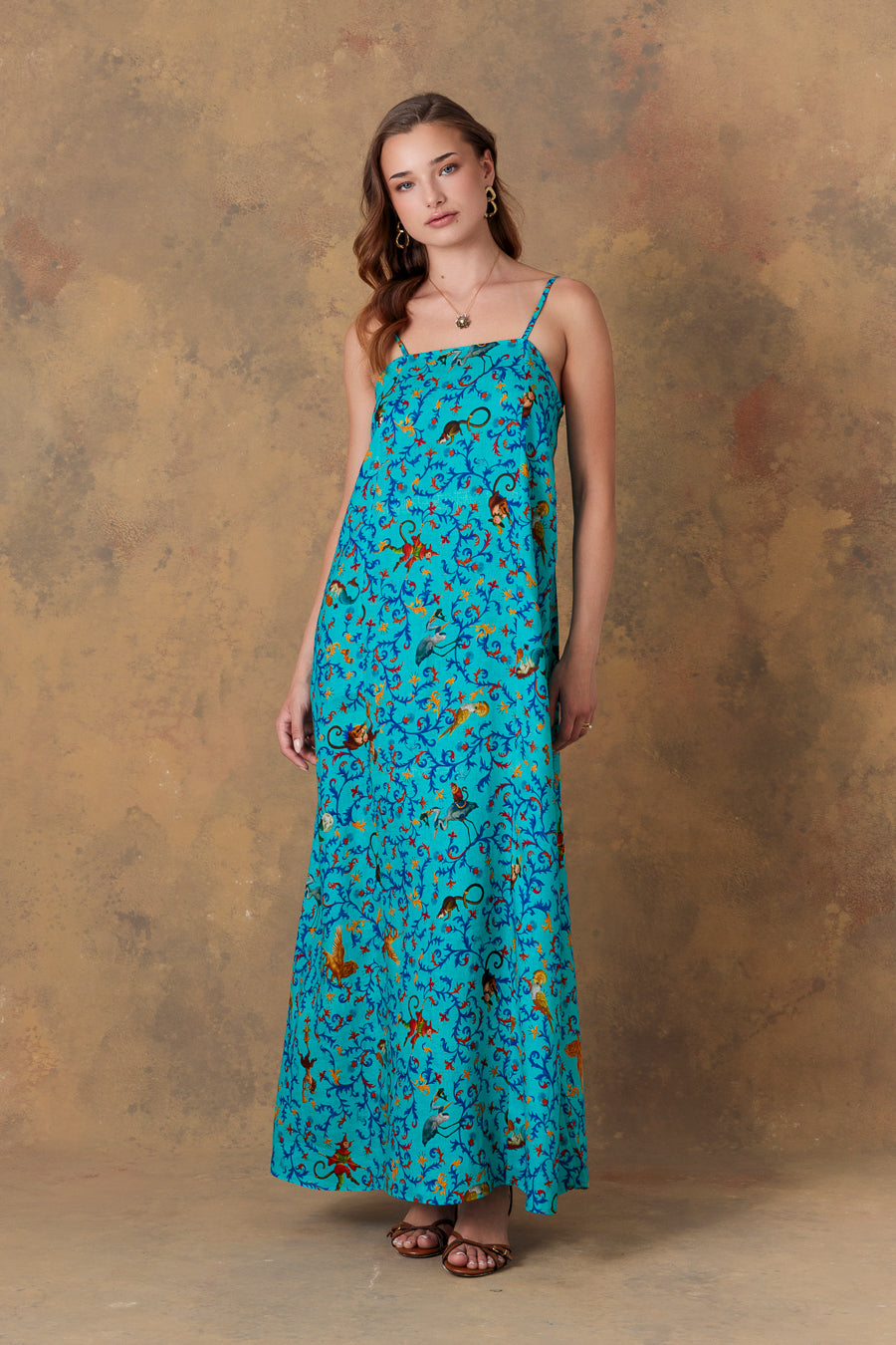 women's dress linen delphos turquoise