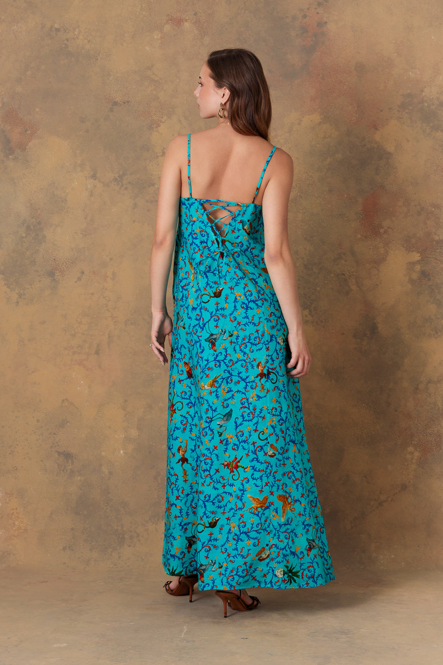 women's dress linen delphos turquoise