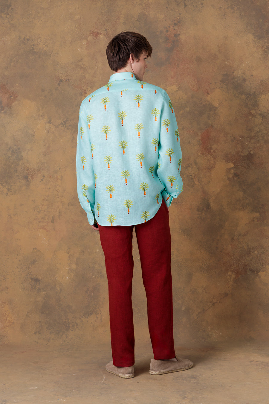 Men's shirt linen orfeo turquoise