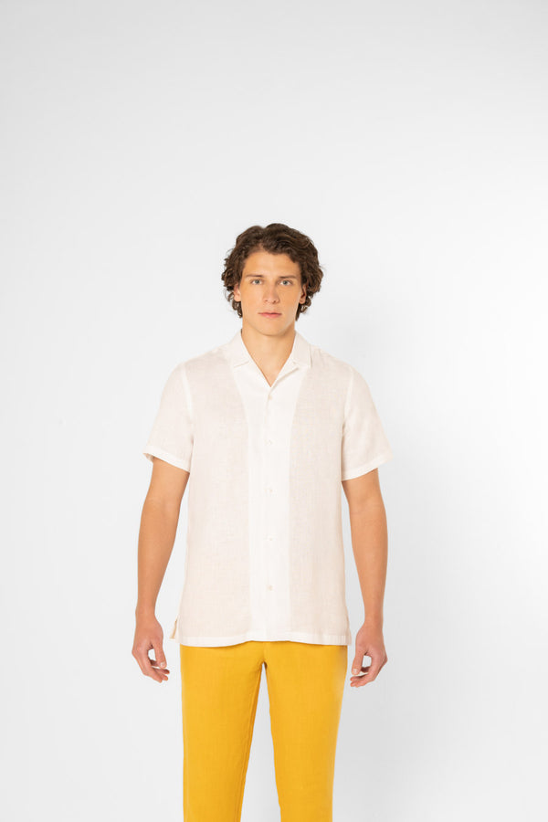 camisa de lino pulpo s&p mc amarillo