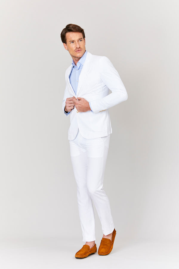 new white filipo suit