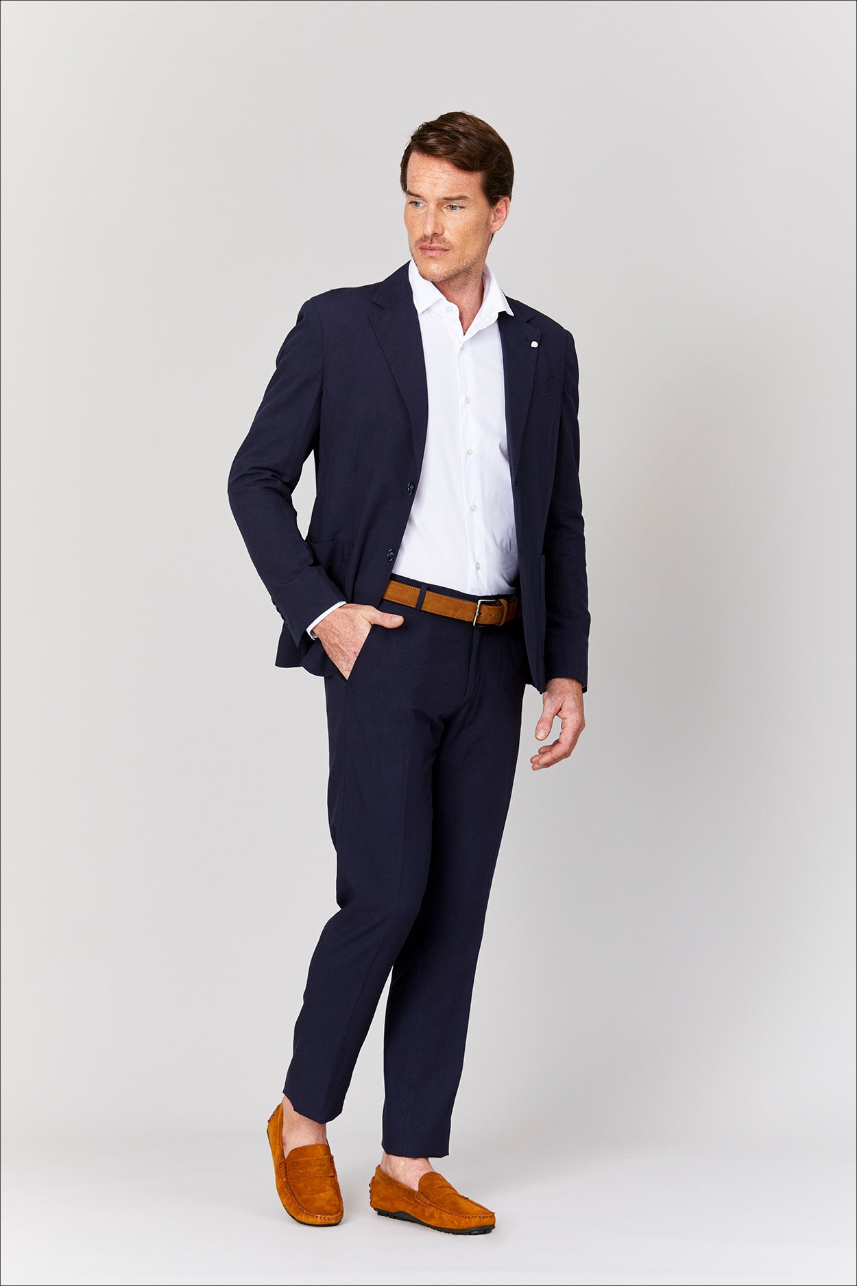 new filipo navy linen suit - soloio