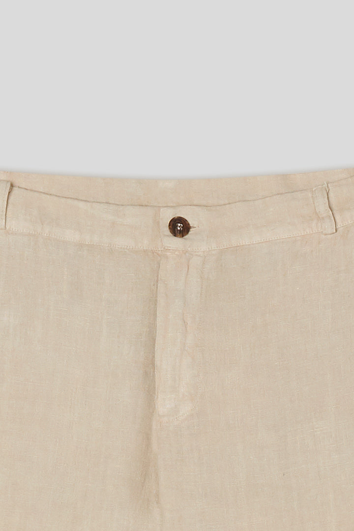 linen basic pants beige - soloio
