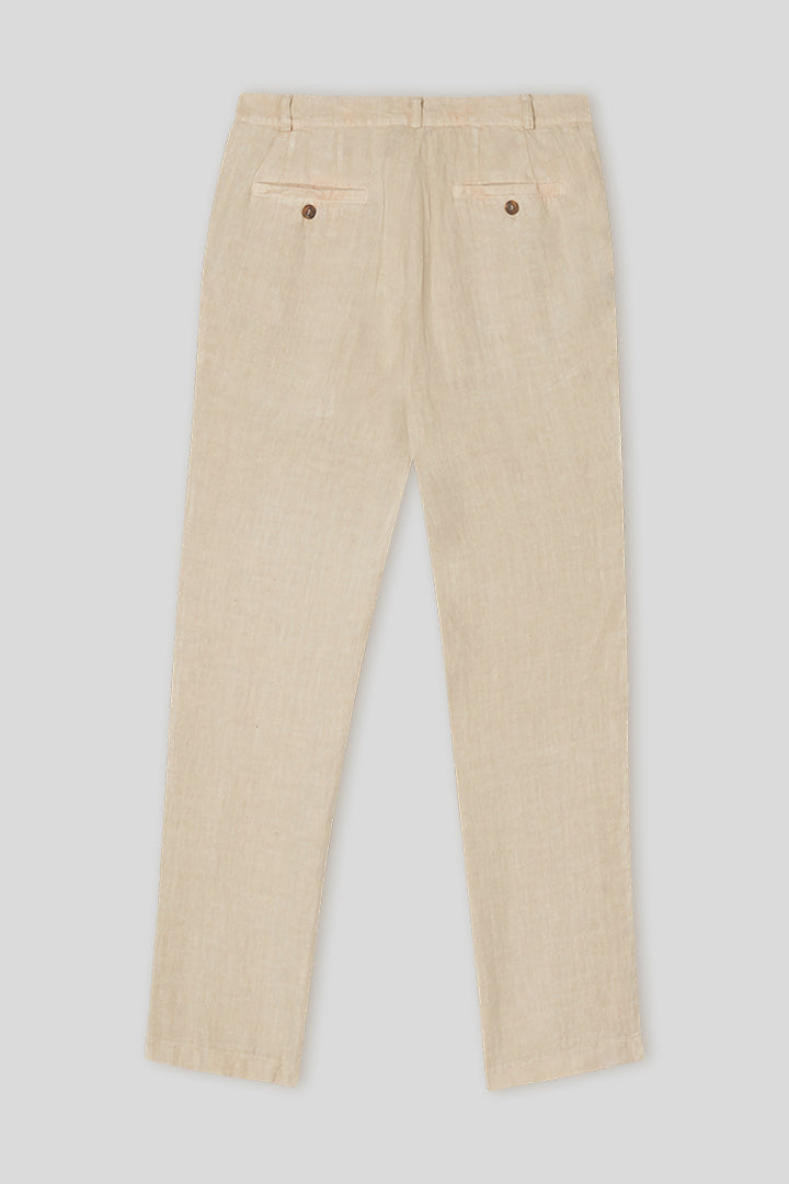 linen basic pants beige - soloio