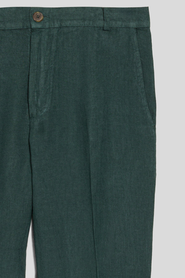 pantalón de lino donato verde oscuro