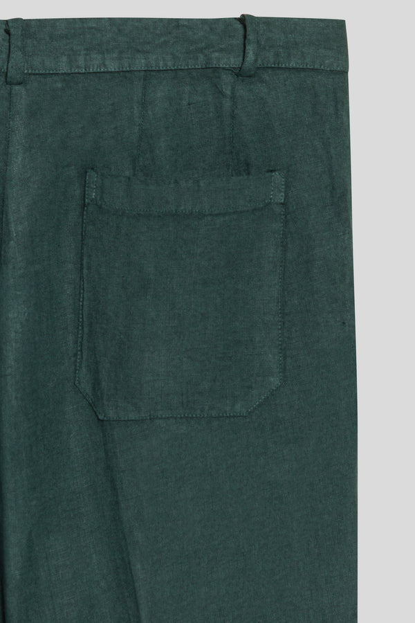 pantalón de lino donato verde oscuro