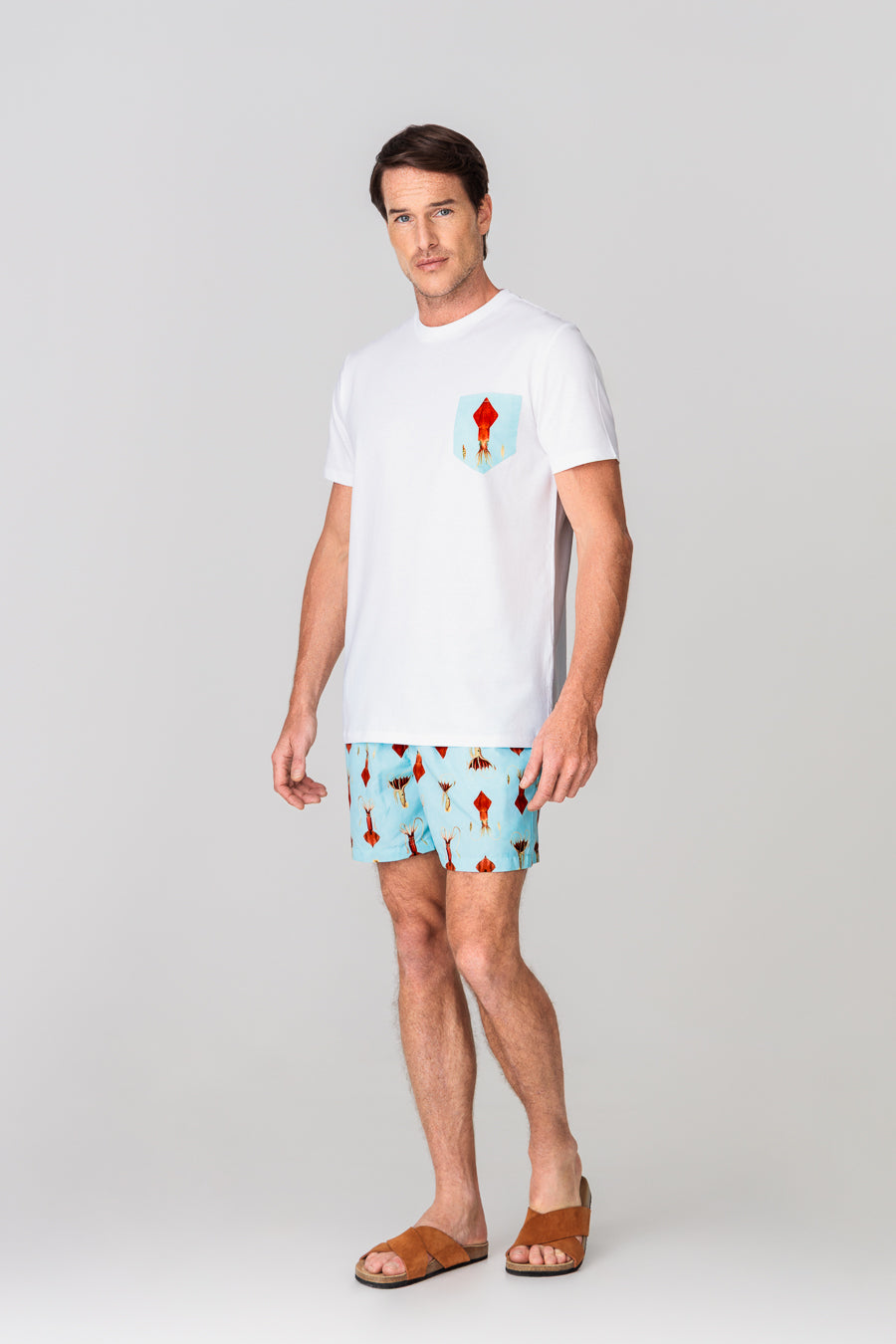 men’s cotton t-shirt pocket egret white