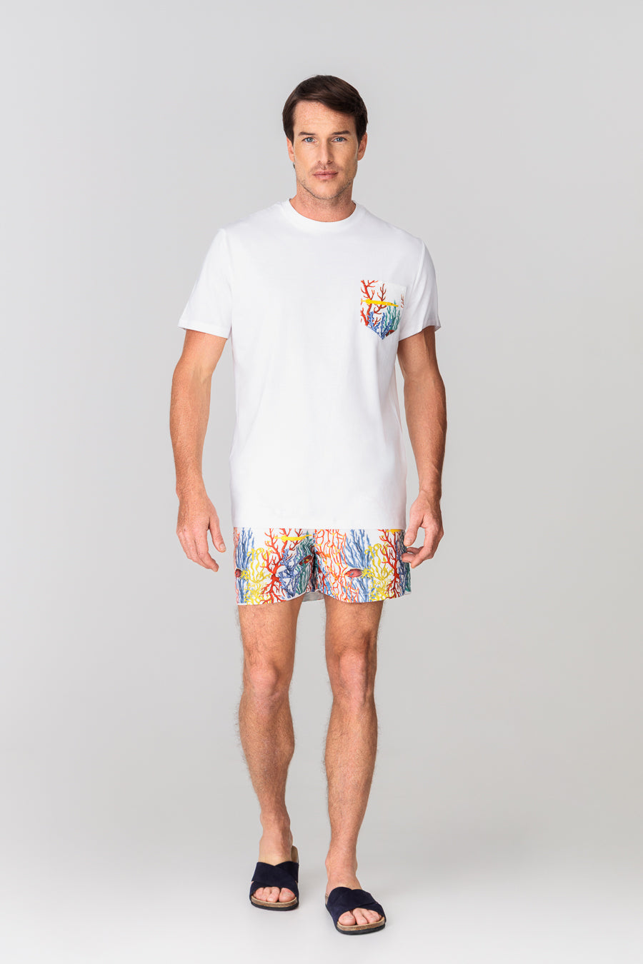 men’s cotton t-shirt pocket vega white