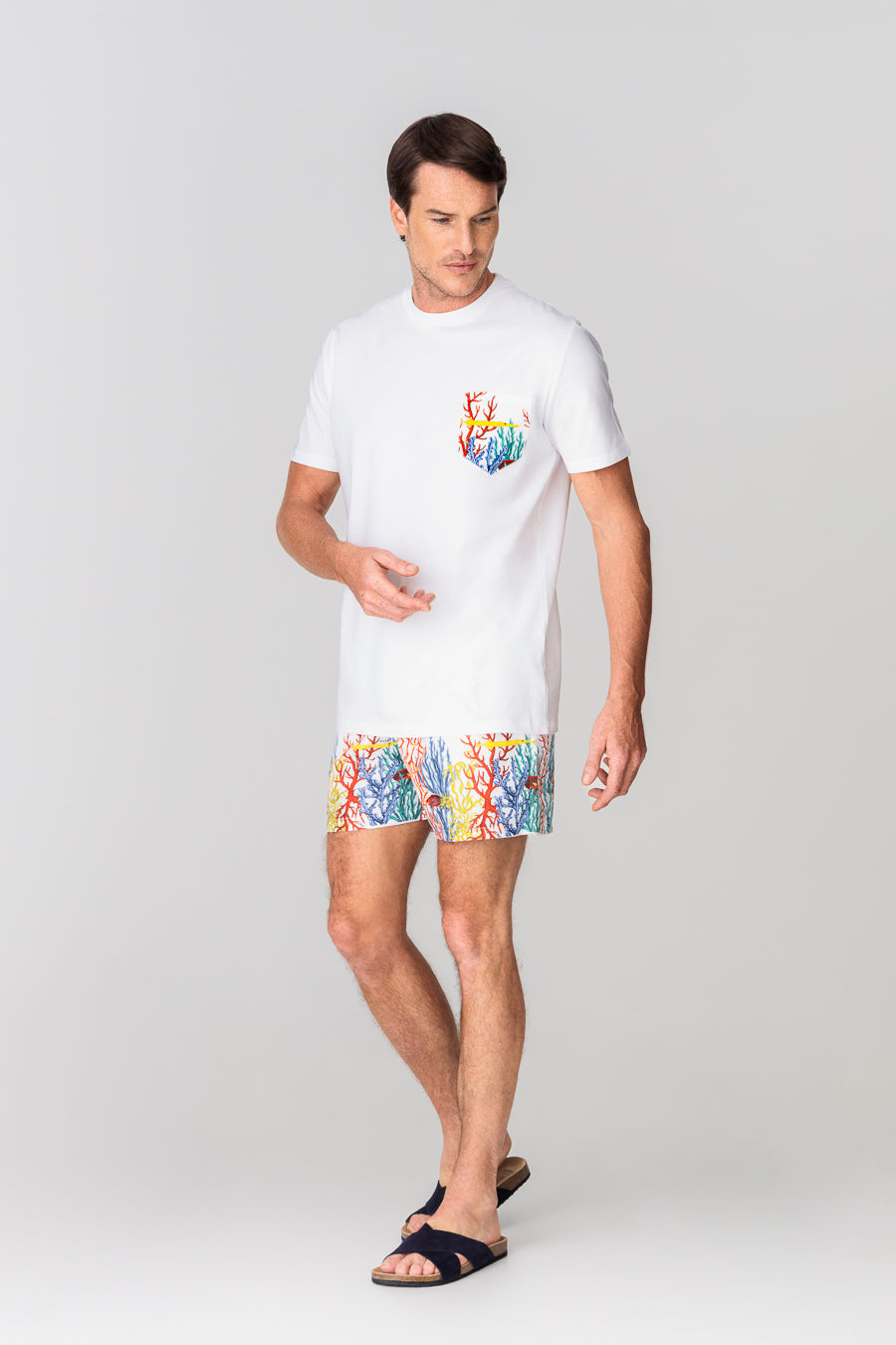 men’s cotton t-shirt pocket vega white
