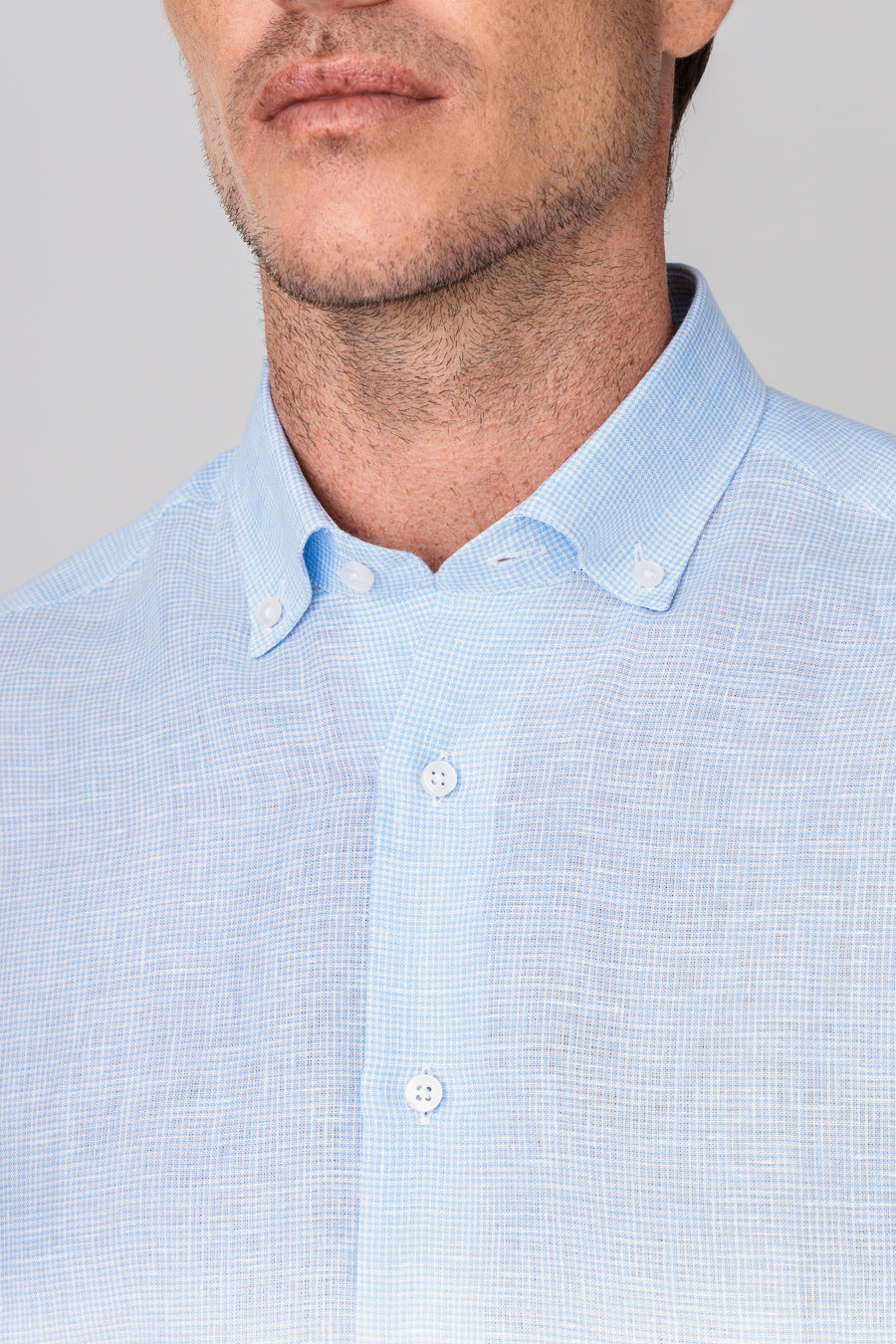men’s linen shirt checks blue