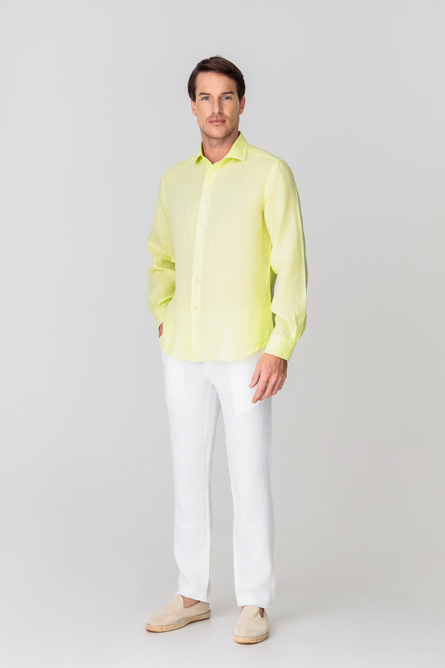 men’s linen shirt lime