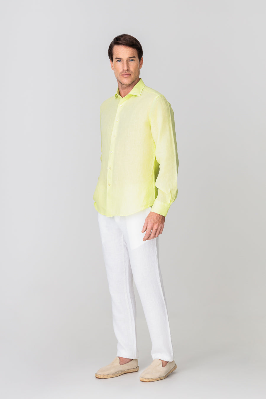 men’s linen shirt lime