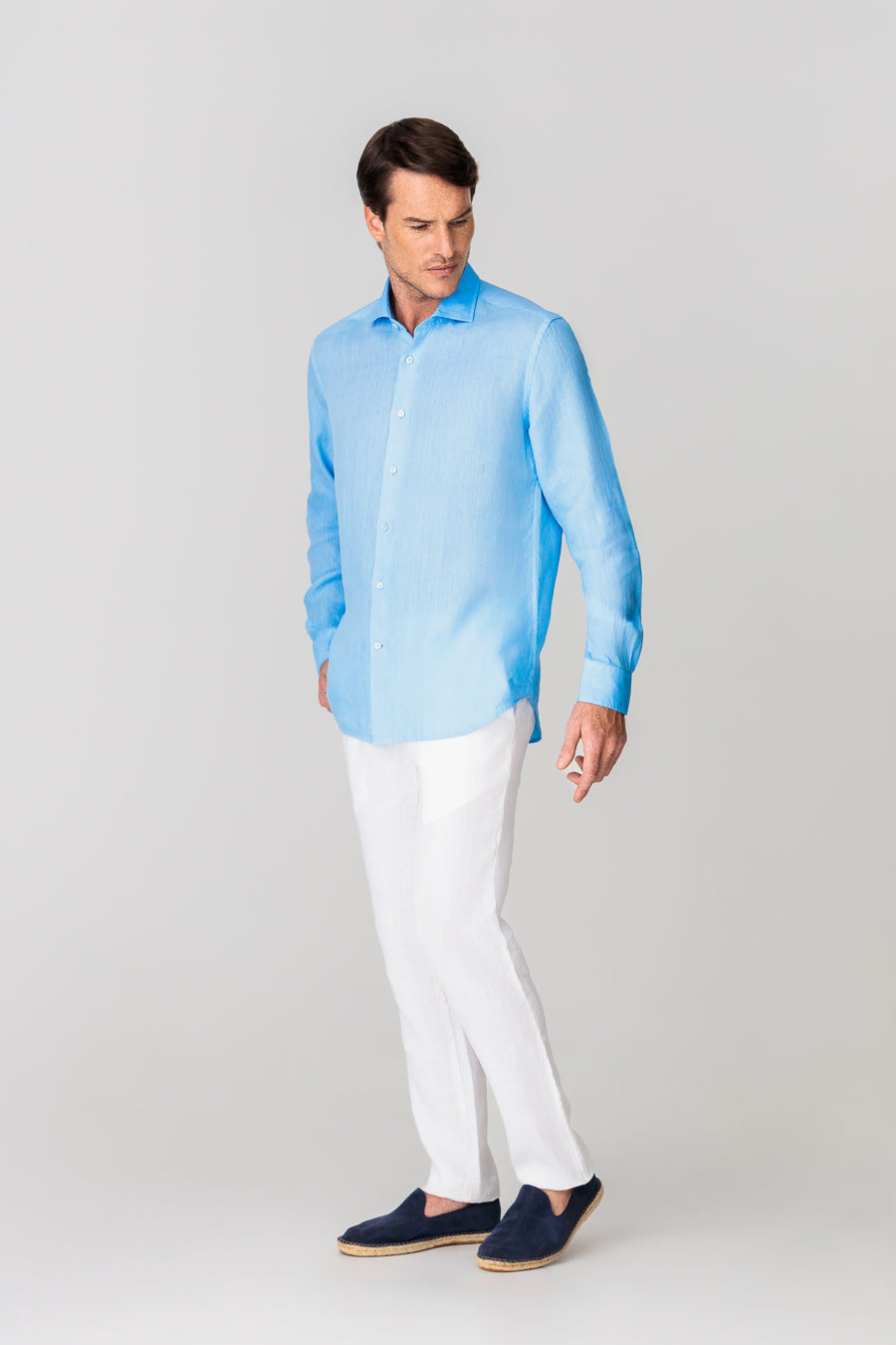 men’s linen shirt sky blue