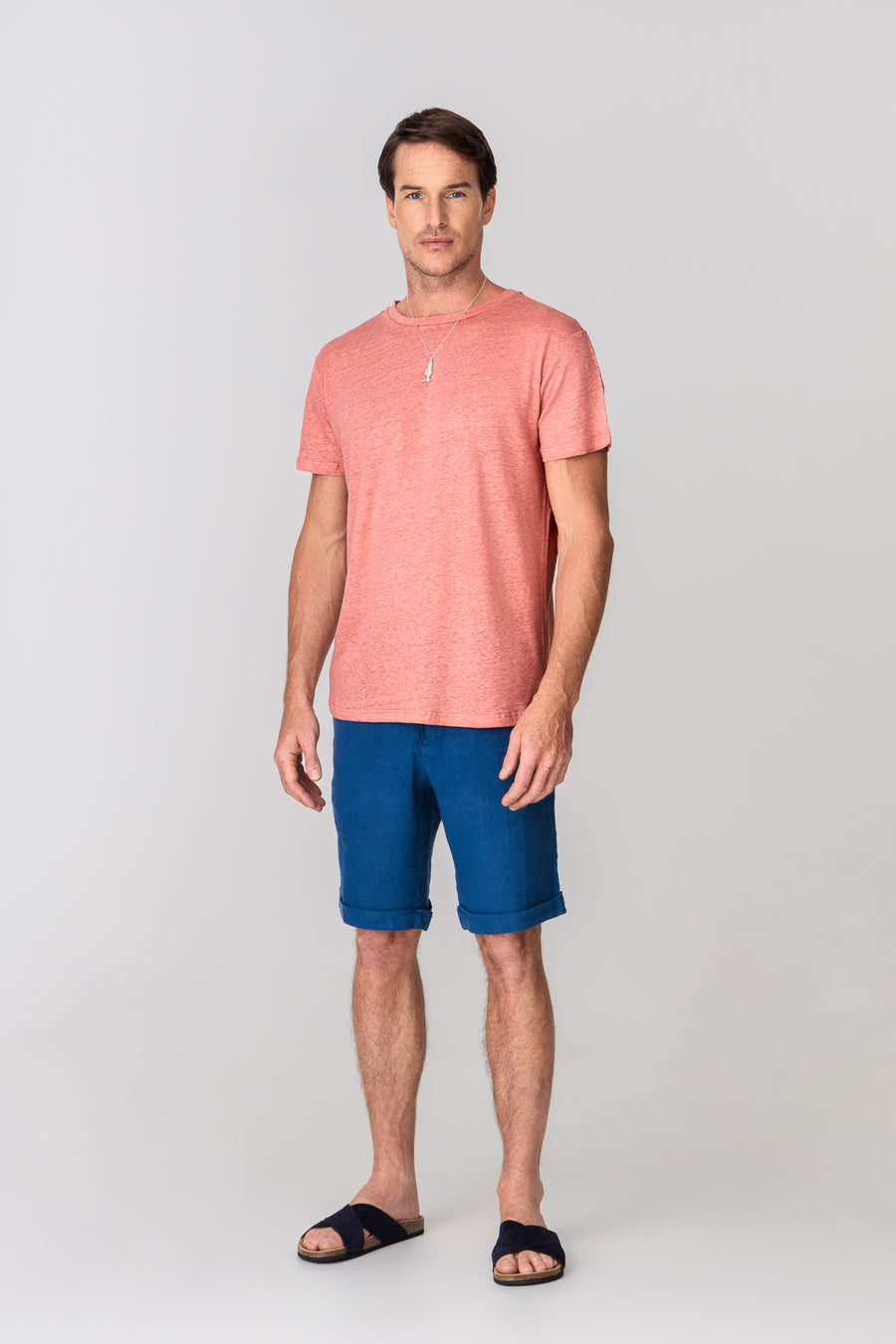 men’s linen t-shirt red