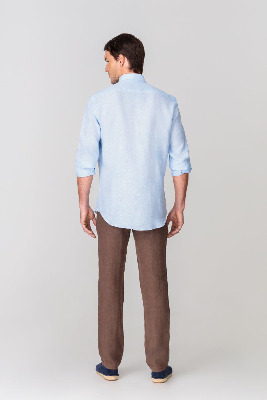 men’s linen shirt checks blue