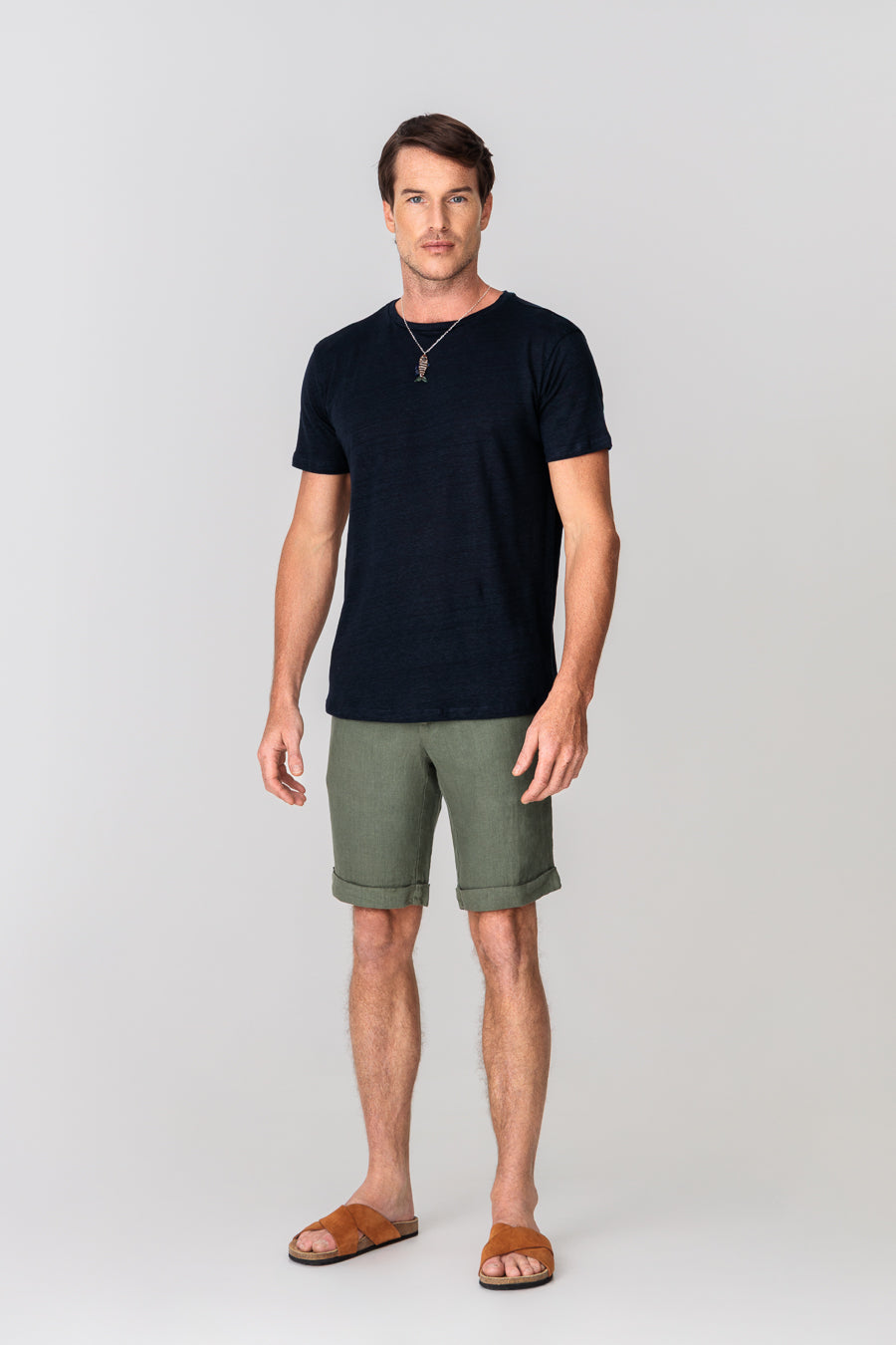 men’s linen t-shirt navy