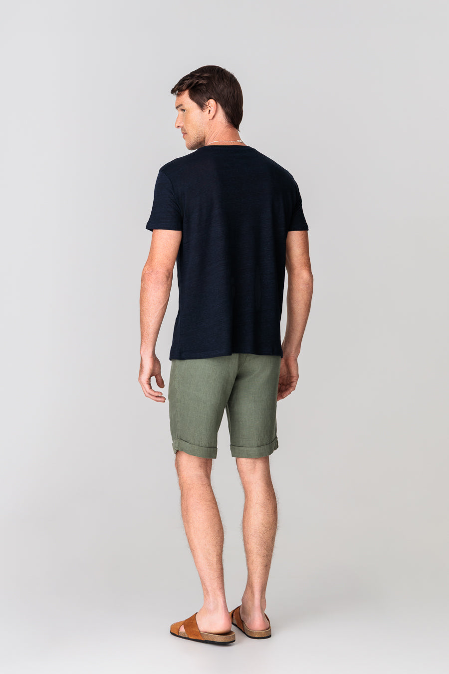 men’s linen t-shirt navy