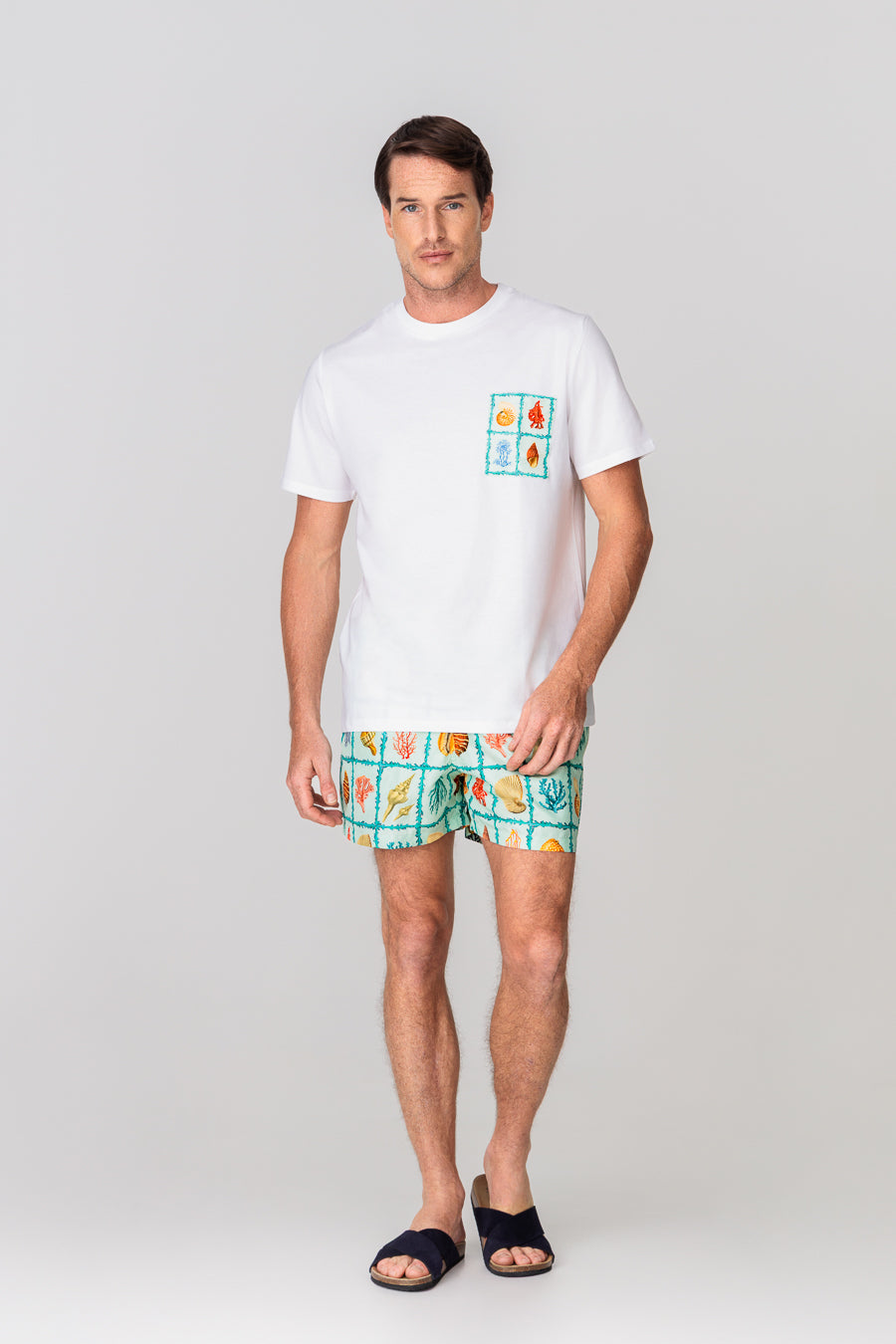 men’s cotton t-shirt pocket tambor white