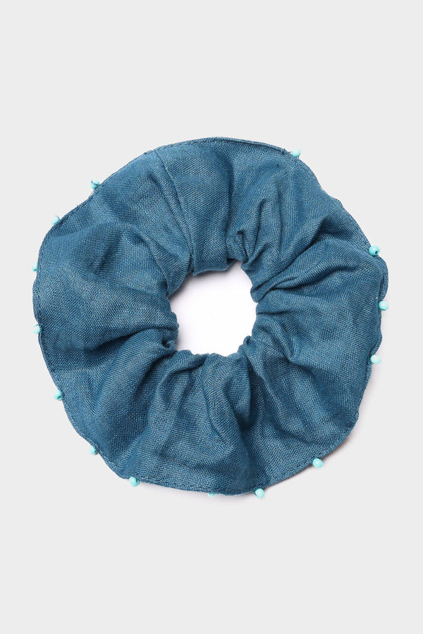 Scrunchie azul de lino para mujer