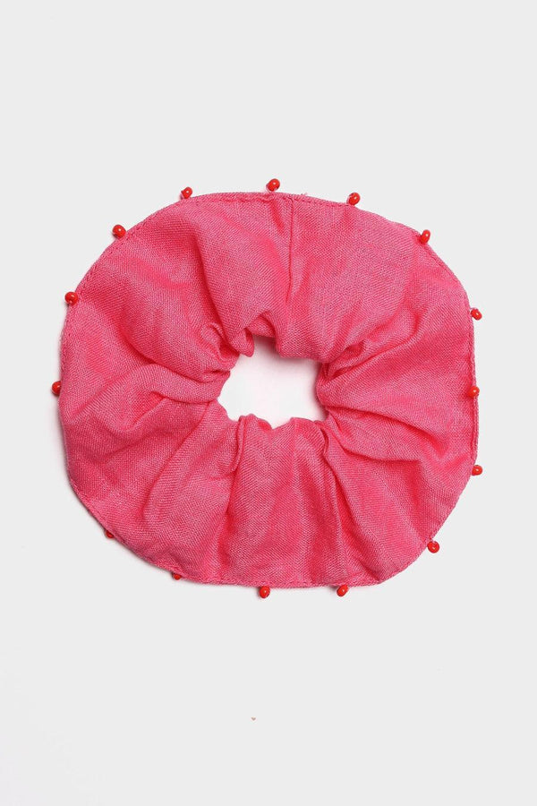 Scrunchie rosa de lino para mujer
