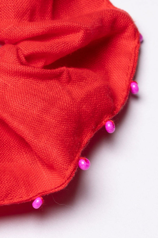 Scrunchie roja de lino para mujer