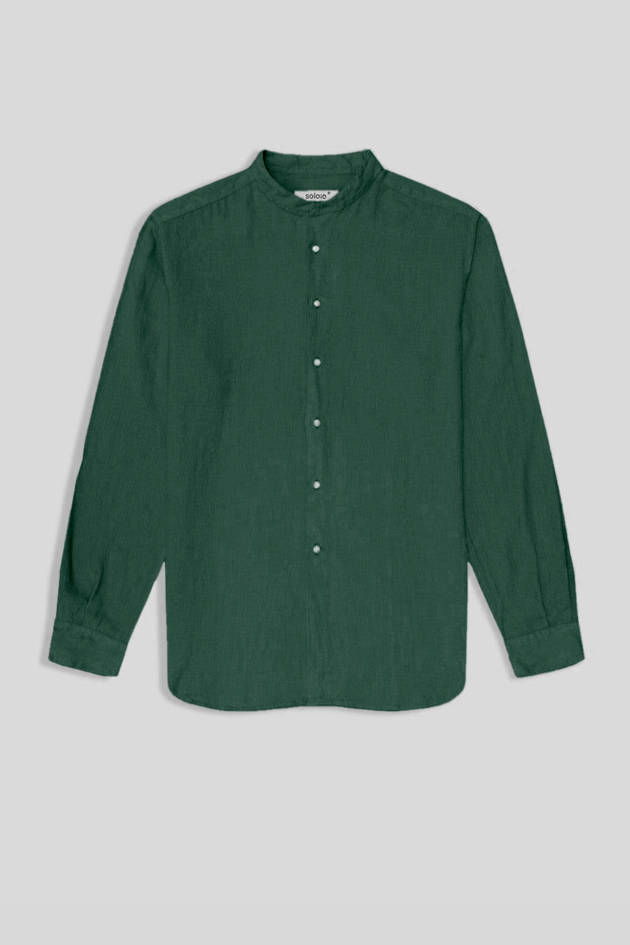 Men's linen shirt mao dark green